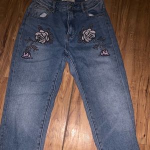 Cute Flower Print Mom Jeans